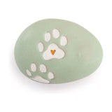 Paw Prints and Heart Oval Ceramic Decorative Stone - Green