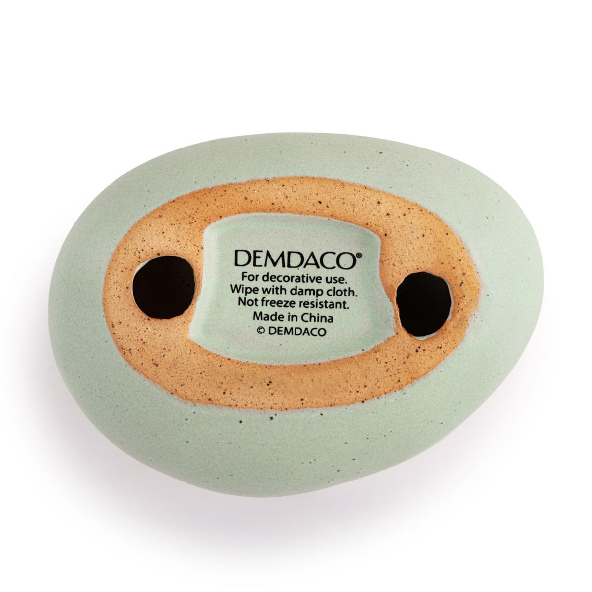Paw Prints and Heart Oval Ceramic Decorative Stone - Green