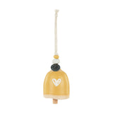 Love Heart Arched Ceramic Mini Bell Ornament with Cord - Tan