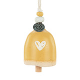 Love Heart Arched Ceramic Mini Bell Ornament with Cord - Tan
