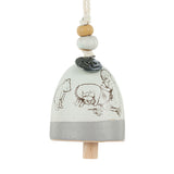 Friendship Mini Bell Ceramic Ornament with Hanging Cord - Stone