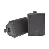 Pair of Adastra BC8-B 8 inch black background speakers with matt ABS enclosures, steel mesh grilles and mounting brackets, shown on a white background.