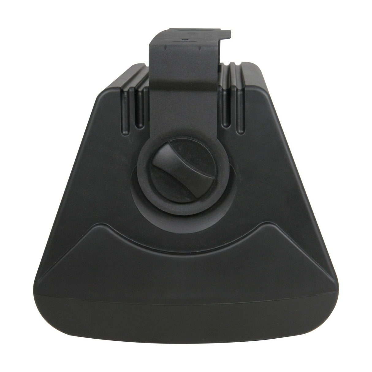 Adastra BC8-B 8 inch black background speaker viewed from below showing the adjustable steel mounting bracket and locking knob on plain white.