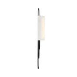 The Catenis 2 Light Large Loop Frame Alabaster Wall Light features a slim matte black frame and an elongated soft white shade, shown against a plain white background.
