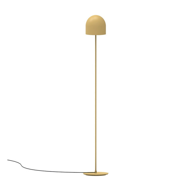 Rio 2 Light Dome Floor Lamp in yellow, featuring a rounded dome shade, slim iron stem, and flat disc base, shown against a plain white background.