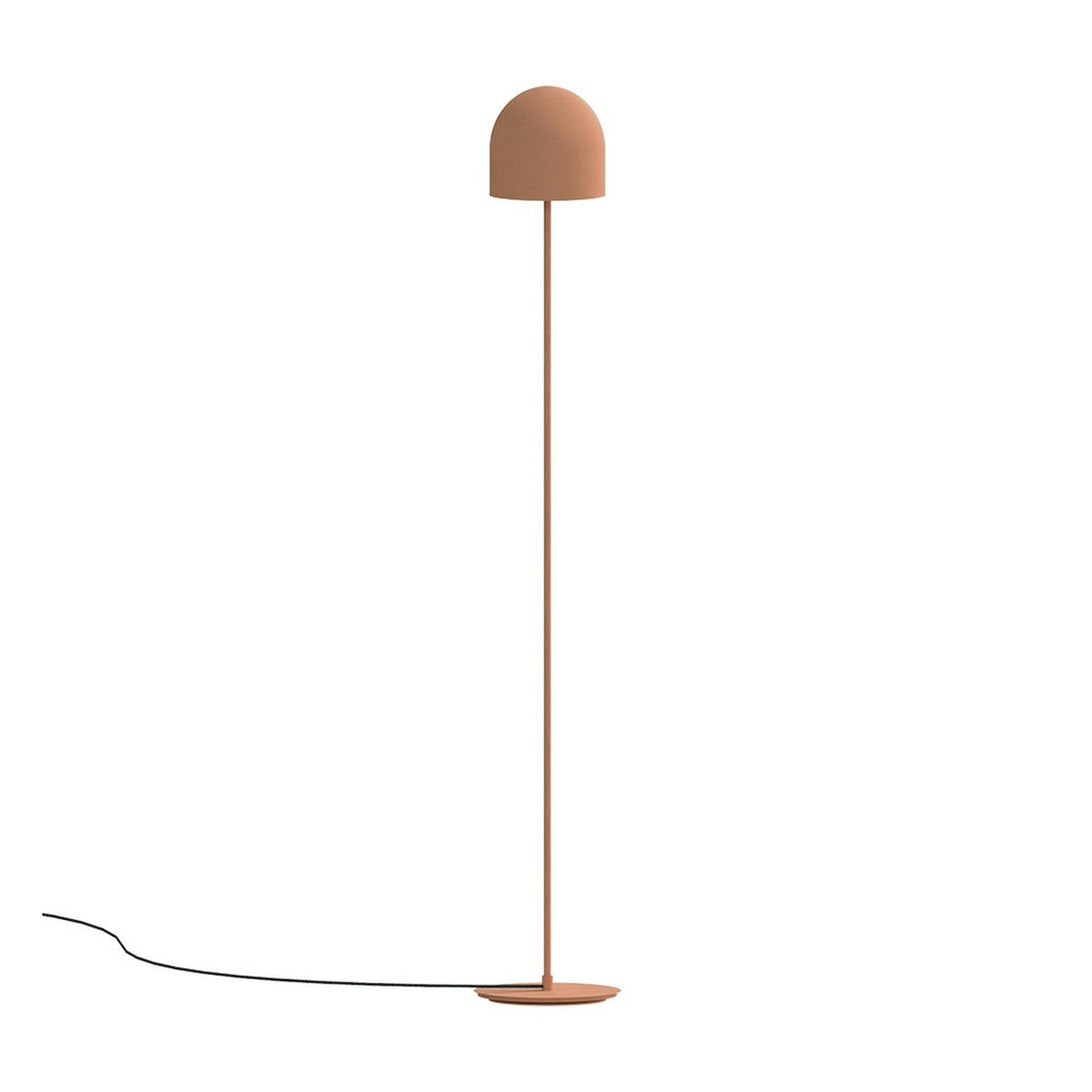 Rio 2 Light Dome Floor Lamp in terracotta, featuring a slim iron stem, dome-shaped shade, and round disc base, shown on a plain white background.