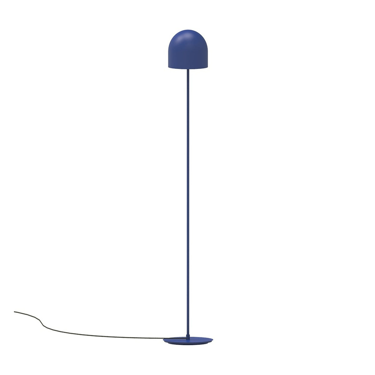 Rio 2 Light Dome Floor Lamp in blue, with a rounded dome shade on a slim iron stem and round base, set against a plain white background.