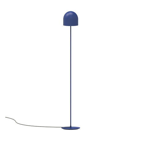 Rio 2 Light Dome Floor Lamp in blue, with a rounded dome shade on a slim iron stem and round base, set against a plain white background.