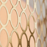 Close-up of the Endon Rosaline 3 Light Flush Ceiling Light in gold, showing the interlocking oval metal lattice pattern with a brushed finish.