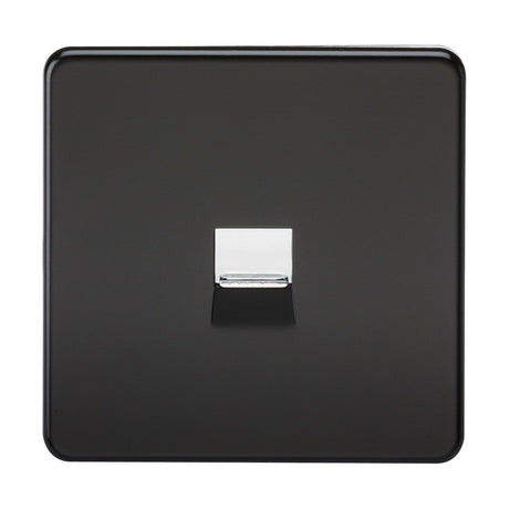Telephone Master Socket -Matt Black with Chrome Shutter