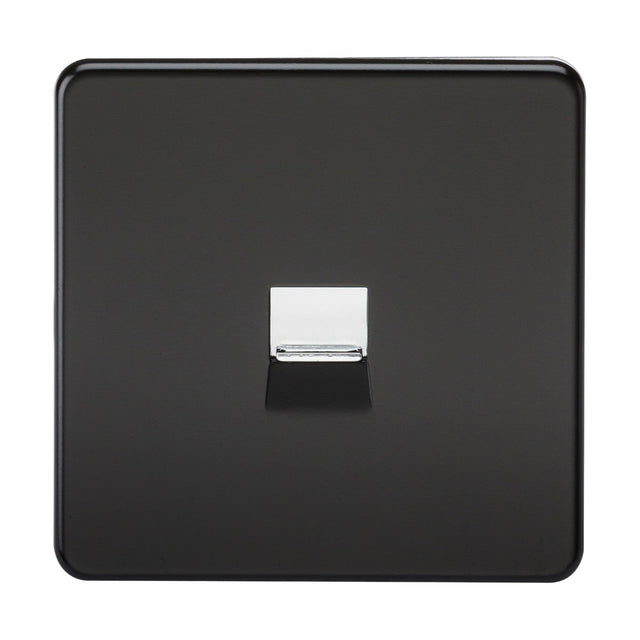 Telephone Master Socket -Matt Black with Chrome Shutter