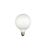 Endon 12W E27 LED filament bulb with large opal white globe and silver screw cap, shown on a plain white background.
