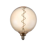 Endon 4W E27 LED filament bulb with amber tinted globe glass and warm white 2000K spiral filament, shown on a plain white background.