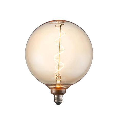 Endon 4W E27 LED filament bulb with spiral filament and amber tinted globe glass, shown on a plain white background.