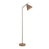 Ashworth Floor Lamp in bronze metal with an adjustable arm, cone-shaped shade and round base, on a plain white background.