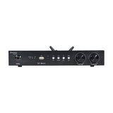 Adastra S460-WIFI WiFi and Bluetooth streaming amplifier in matte black with power button, USB port, playback controls and dual L1/R1 and L2/R2 volume knobs.