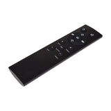 Adastra S460-WIFI black remote control with power, mute, playback, volume, bass, treble and source buttons, shown at an angle on a white background.