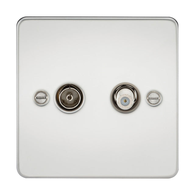 TV and SAT TV Outlet (isolated) - Polished Chrome