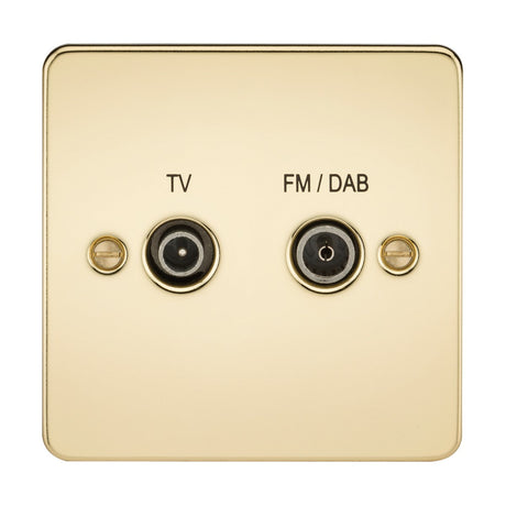 Screened Diplex Outlet (TV, FM DAB) - Polished Brass