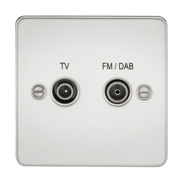 Screened Diplex Outlet (TV, FM DAB) - Polished Chrome