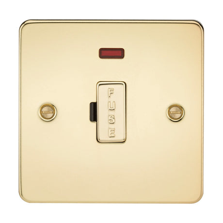 13A Fused Spur Unit with Neon - Polished Brass