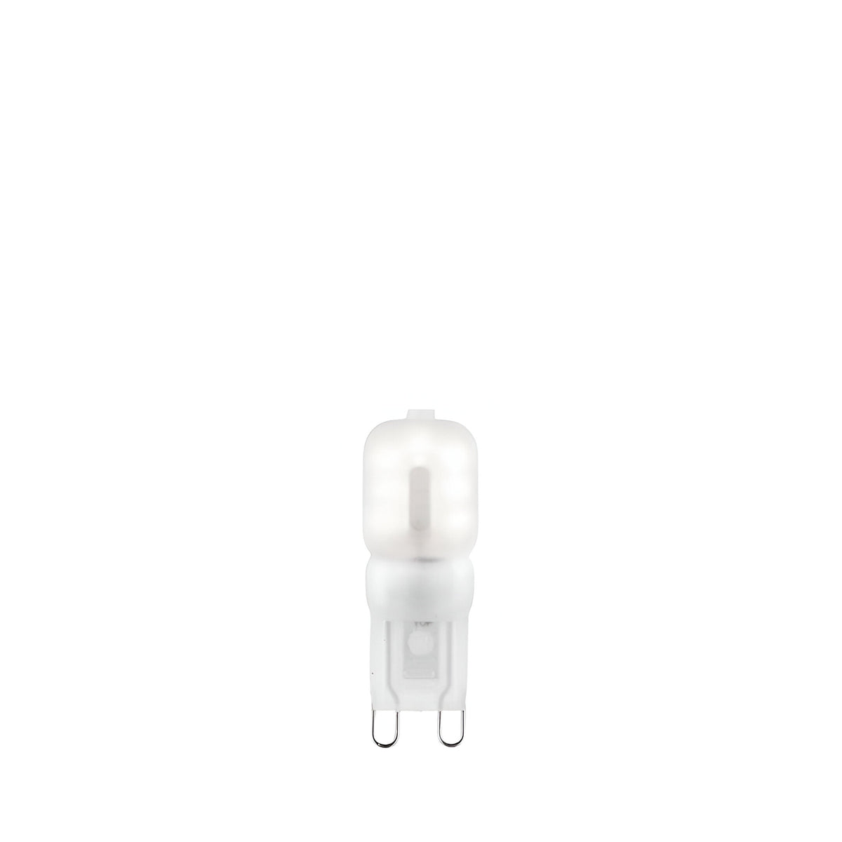 Endon 2W G9 LED capsule bulb with frosted polycarbonate cover and two pin base, shown on a plain white background.