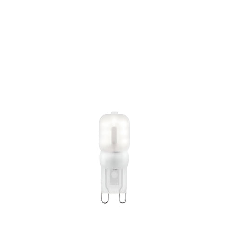 Endon 2W G9 LED capsule bulb with frosted polycarbonate cover and two pin base, shown on a plain white background.