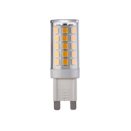 Endon 3.5W G9 LED capsule bulb with clear casing, warm white surface-mounted diodes and two-pin base, shown on a plain white background.