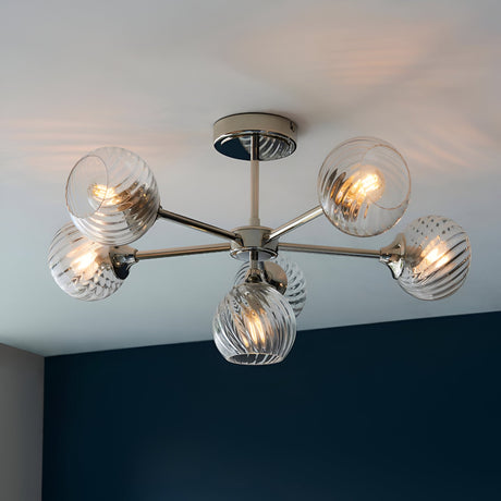Georgiana 6 Light Semi-Flush Ceiling Light - Nickel