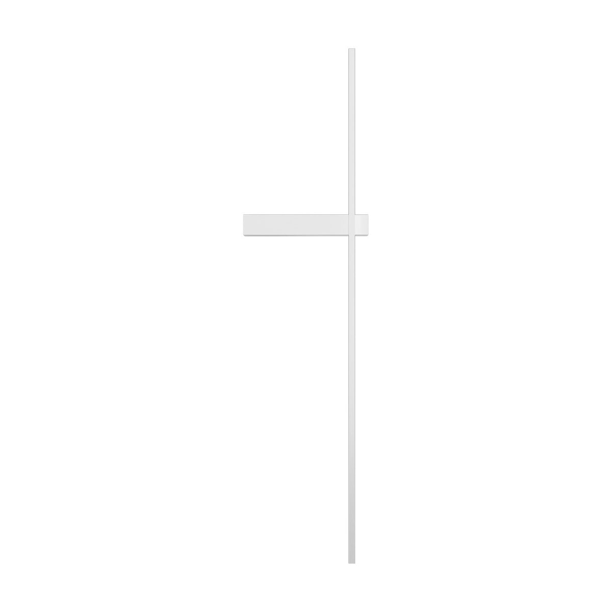Rut LED Linear Wall Light in matt white, a slim vertical bar crossed by a short horizontal arm bracket, integrated LED, shown against a plain white background.