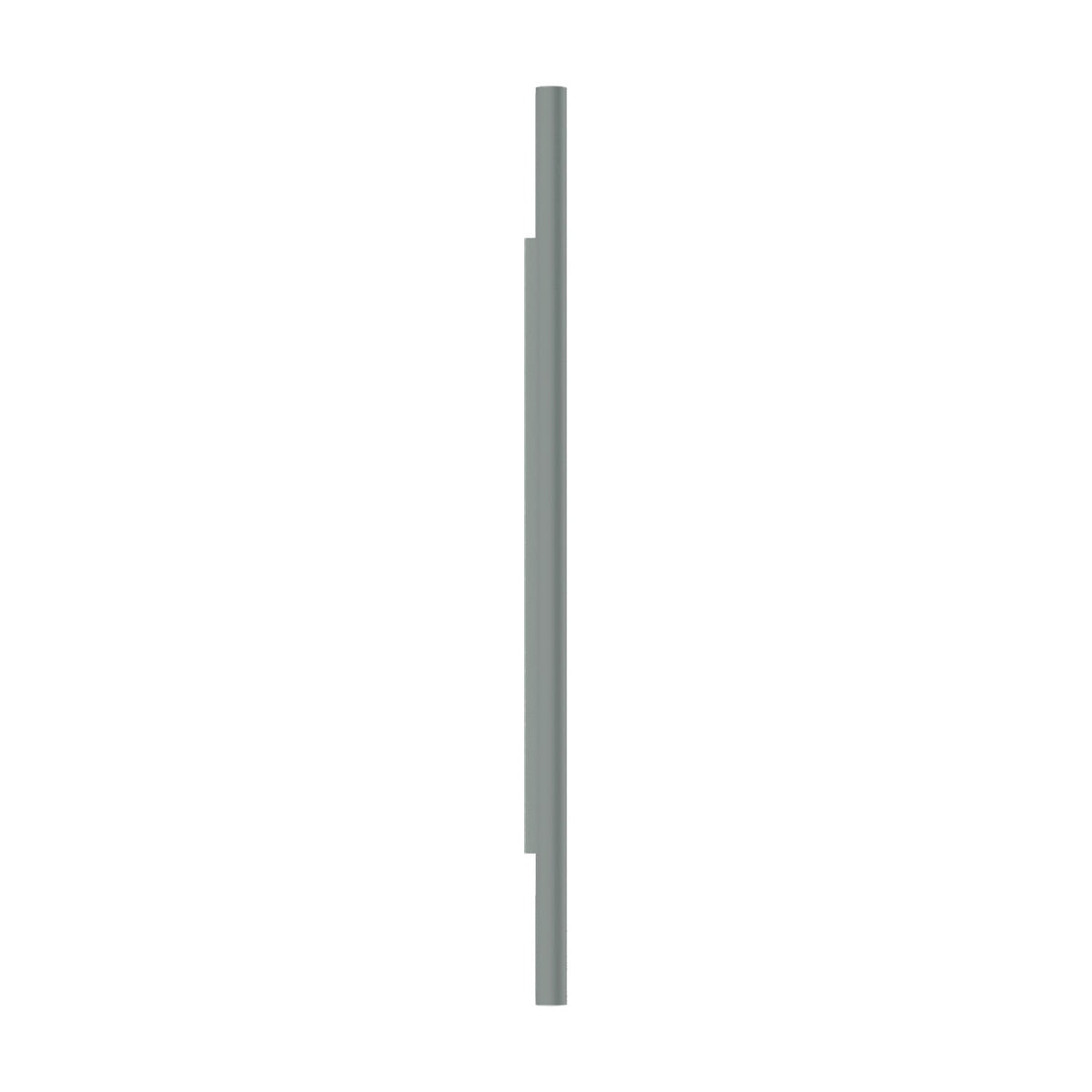 Rodi 2 Light Linear Wall Light in matt green, a slim vertical iron bar fitting with a shorter rear section, shown against a plain white background.