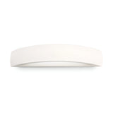 The Terra 2 Light Wall Light in white features a minimalist design with a gently curved rectangular shape. It provides dual light emission, making it an ideal choice for contemporary interiors by delivering soft and even lighting.