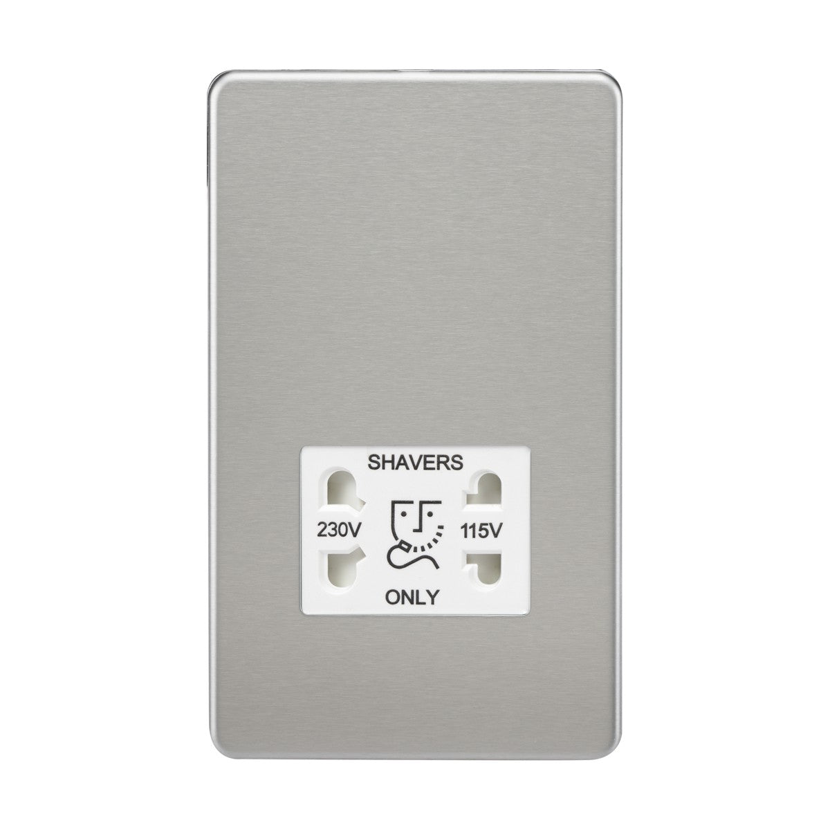 115V/Dual Voltage Shaver Socket - Brushed Chrome (White Insert)