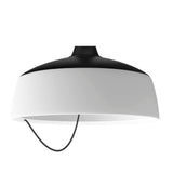 Barna LED Dome Pendant Light in matt black and white, aluminium dome shade with black collar and textile cable, shown on a plain white background.