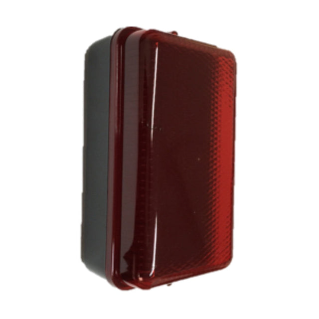 The 5W Outdoor Security Bulkhead - Black/Red is a rectangular rear light cover in red, featuring a textured surface and black base. It serves as an IP54 rated replacement part, perfect for vehicles needing reliable protection and energy-efficient lighting solutions.