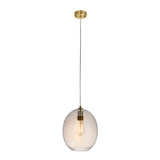 Brockmere Pendant in Brass & Gold, a single-light fitting with an oval champagne lustre glass shade and satin brass ceiling rose.