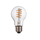 4W E27 LED filament GLS bulb with clear glass, spiral warm white filament, and nickel screw base on a plain white background.