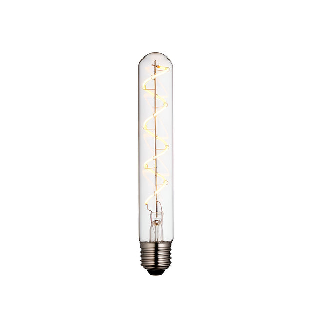 Endon 4W E27 LED filament bulb with clear tubular glass, warm white spiral filament and screw base, shown on a plain white background.