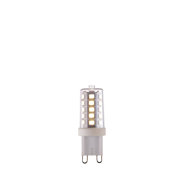 Endon 3.7W G9 LED capsule bulb with clear cover, exposed LED chips and white two-pin base, shown against a plain white background.