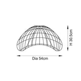 Dimension diagram of the Endon Carlmere natural rattan pendant shade, showing 54cm diameter and 30.5cm height on a white background.