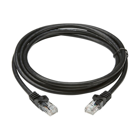 A 1-meter black UTP CAT6 networking cable featuring standard RJ45 plugs on both ends, perfect for Gigabit Ethernet network connections.