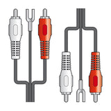AV:Link twin RCA phono cable 1.2m with white and red plugs at each end and a separate ground wire fork terminal, shown on a white background.