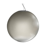 Smoke Glass Globe LED Pendant Light, 35cm sphere in graded smoky grey with a round silver ceiling canopy, shown on a plain white background.