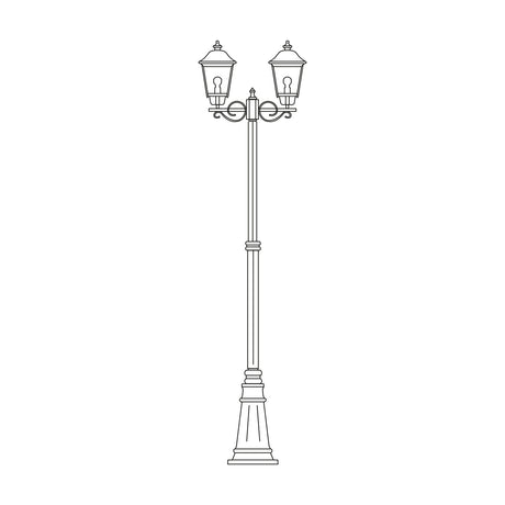 Line drawing of the Casement cast aluminium outdoor lamp post, 254cm tall, with two lantern heads featuring domed roofs and glazed panels on a tapered base, shown on a plain white background.