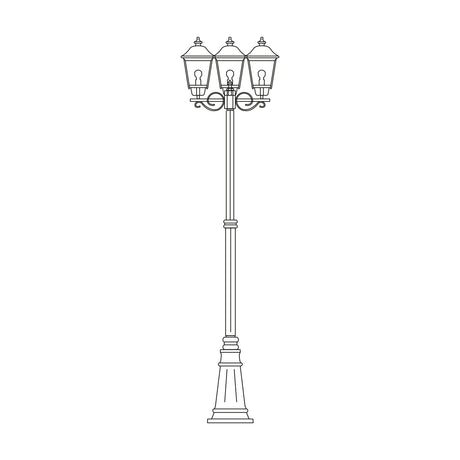 Casement cast aluminium outdoor lamp post, 254cm, with three traditional lantern heads featuring domed roofs and glazed panels atop a tall column, shown in black on a plain white background.
