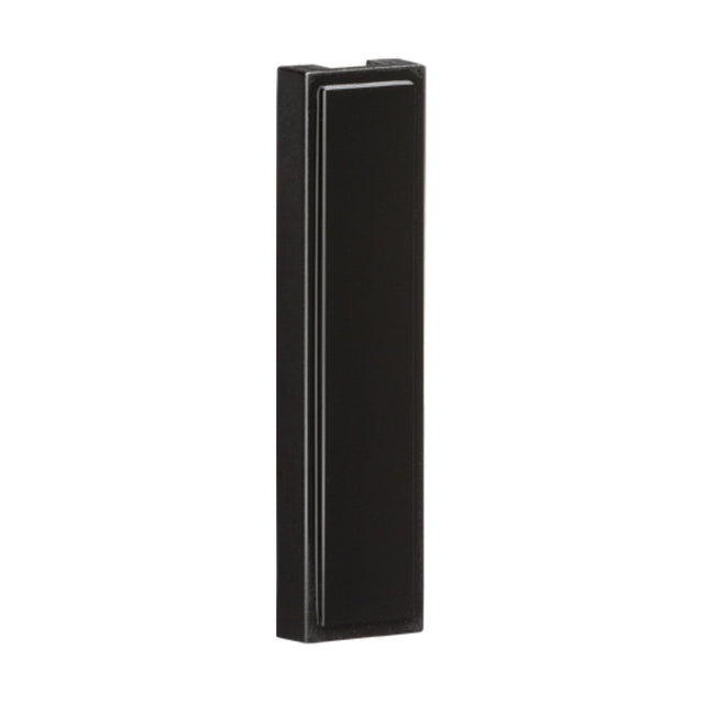 A vertical, rectangular black object measuring 12.5 x 50 mm with a narrow profile, resembling a minimalist door handle or electronic device component in ABS construction, set against a plain white background is one of the items from the "PACK OF 10 - Quarter Blanking Modules.