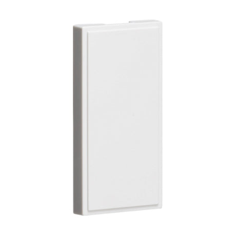 A pack of ten minimalist, rectangular, white half blanking modules (25 x 50mm) with a smooth ABS construction and surface, displayed standing upright against a plain background.