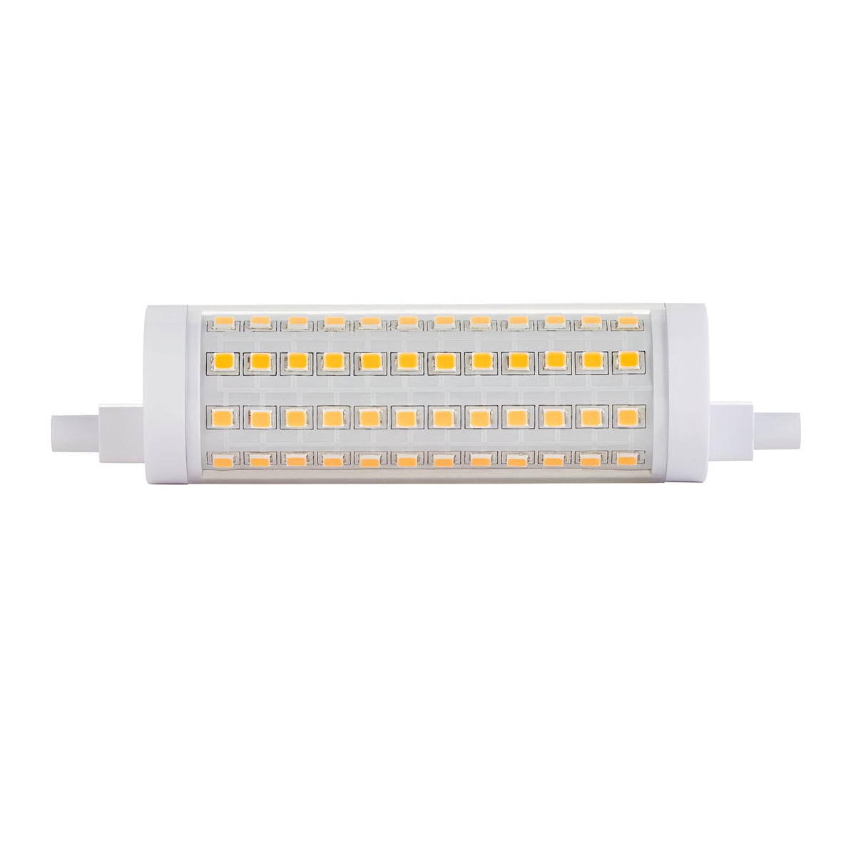 Endon 13W R7s LED bulb with slim double-ended body and rows of warm white LEDs behind a clear cover, shown on a plain white background.