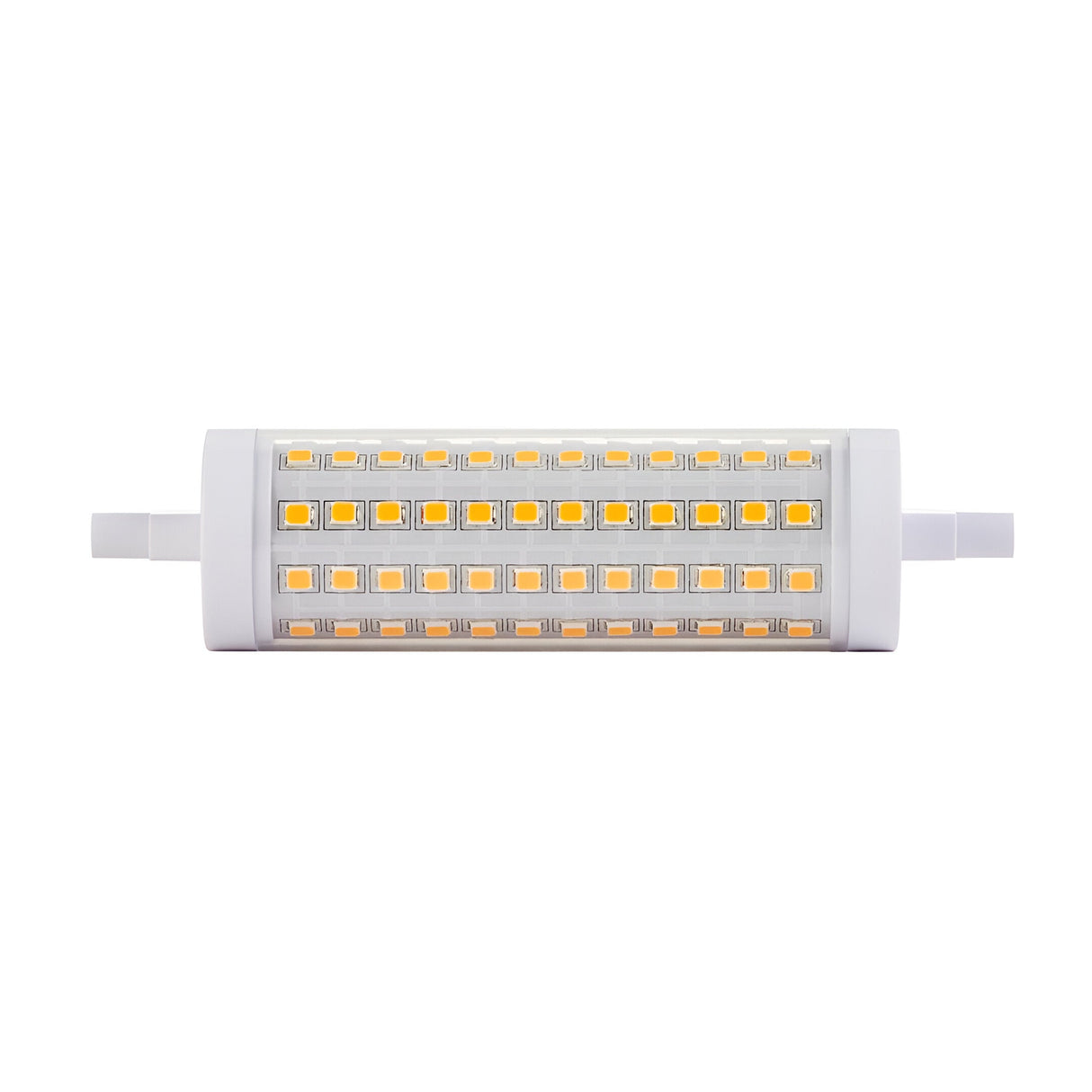 Endon 13W R7s LED bulb in warm white, slim double-ended linear lamp with visible SMD LEDs along a white body, shown on a plain white background.