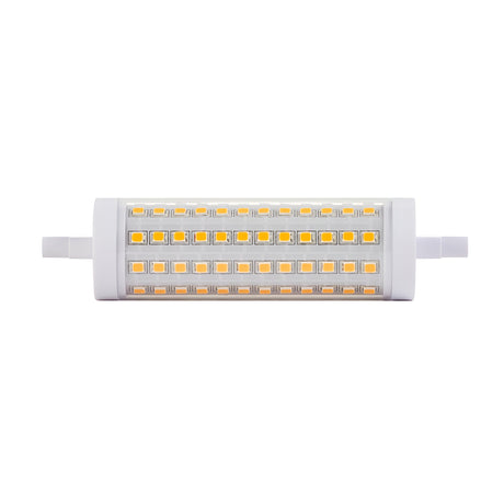 Endon 13W R7s LED bulb in warm white, slim double-ended linear lamp with visible SMD LEDs along a white body, shown on a plain white background.